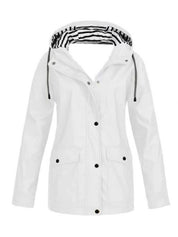 Solid Color Drawstring Zip Up Hooded Coat