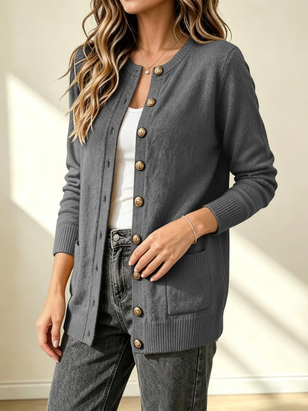 Women Knit Button Sweaters Cardigans with Pocket