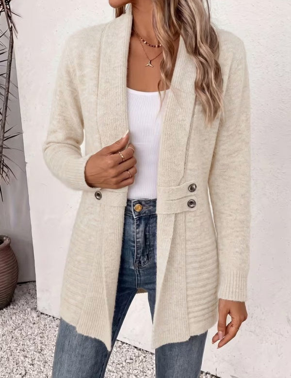 Women's Casual Double-Breasted Knit Cardigan