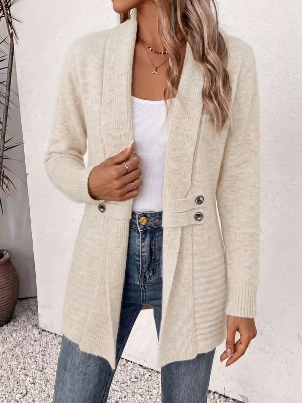 Women's Casual Double-Breasted Knit Cardigan
