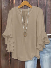 Plus Size Ruffle Sleeve V-Neck Top