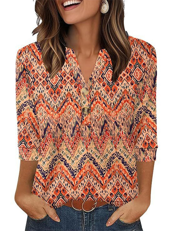 Womens V Neck 3/4 Sleeve Tops