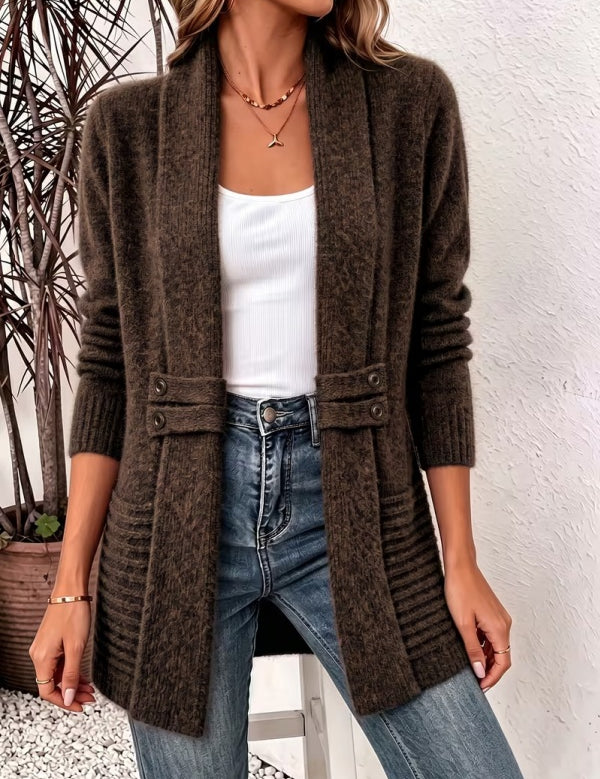 Women's Casual Double-Breasted Knit Cardigan