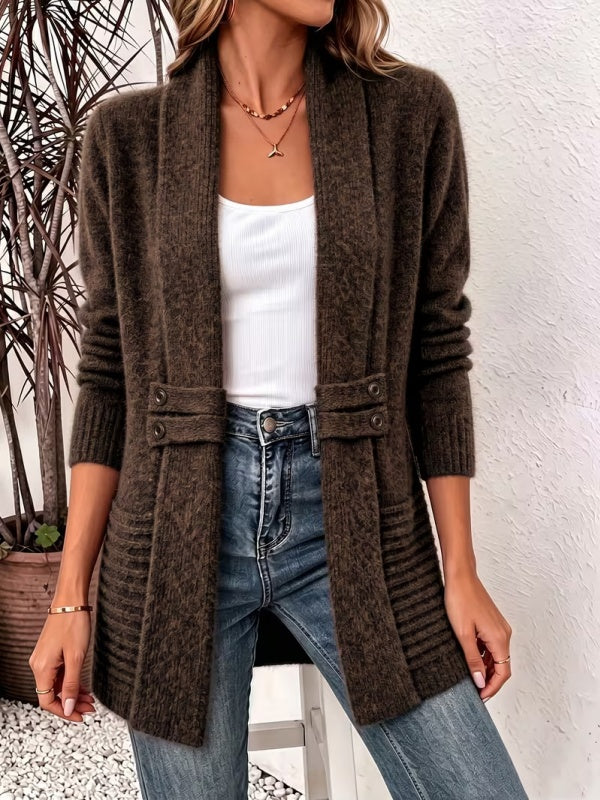 Women's Casual Double-Breasted Knit Cardigan