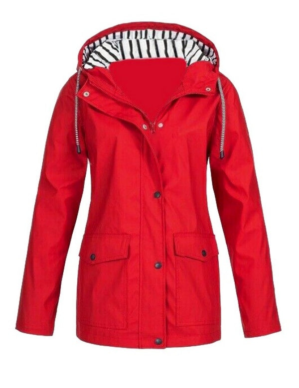 Solid Color Drawstring Zip Up Hooded Coat