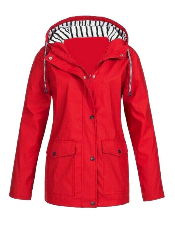 Solid Color Drawstring Zip Up Hooded Coat
