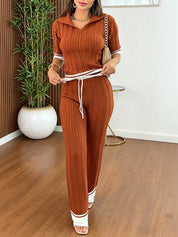 Women's 2 Piece Ribbed Knit Lounge Set