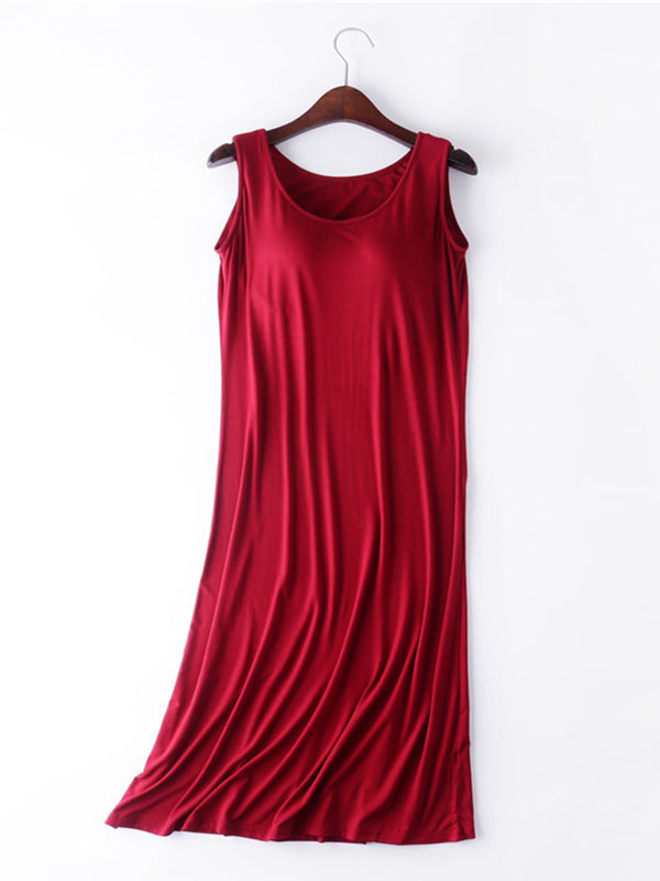 Plus Size Long Modal Dress Built-in Bra