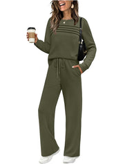 Crew Neck Drawstring Two-Piece Lounge Set