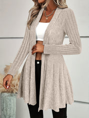Ruffle Hem Open Front Cardigan