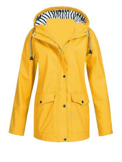 Solid Color Drawstring Zip Up Hooded Coat