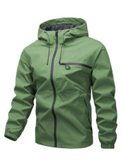 Plain Waterproof Windproof Drawstring Zip Up Jacket