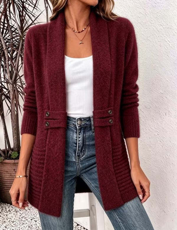 Women's Casual Double-Breasted Knit Cardigan
