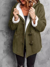 Women's Hooded Suede Coat with Plush Lining