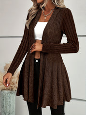 Ruffle Hem Open Front Cardigan