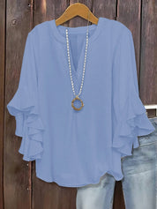 Plus Size Ruffle Sleeve V-Neck Top