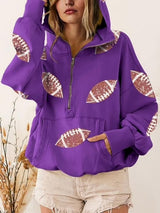 Women's Rugby Graphic Print Half Zip Hoodie