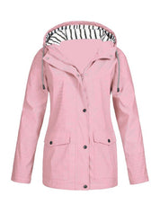 Solid Color Drawstring Zip Up Hooded Coat