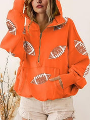 Women's Rugby Graphic Print Half Zip Hoodie