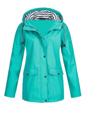 Solid Color Drawstring Zip Up Hooded Coat