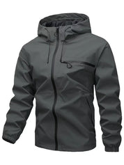 Plain Waterproof Windproof Drawstring Zip Up Jacket
