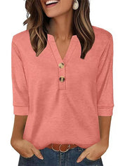 Womens V Neck 3/4 Sleeve Tops