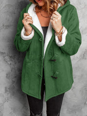 Women's Hooded Suede Coat with Plush Lining