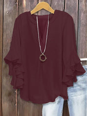 Plus Size Ruffle Sleeve V-Neck Top