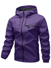 Plain Waterproof Windproof Drawstring Zip Up Jacket
