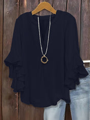 Plus Size Ruffle Sleeve V-Neck Top