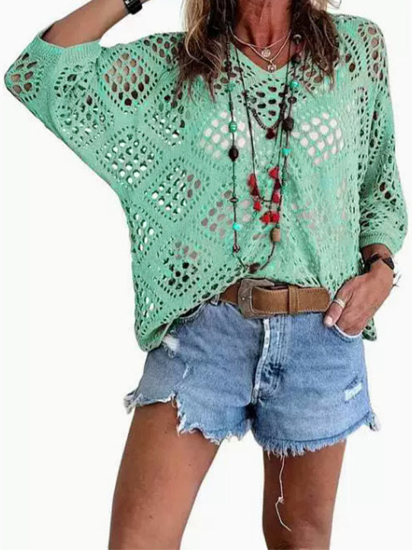 Women's Crochet Top with V-Neck