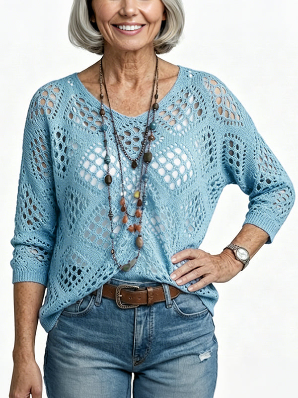 Women's Crochet Top with V-Neck