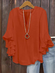 Plus Size Ruffle Sleeve V-Neck Top