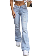 Mid Rise Stretch Bootcut Denim Pants