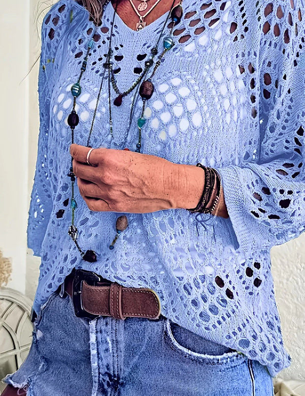 Women's Crochet Top with V-Neck