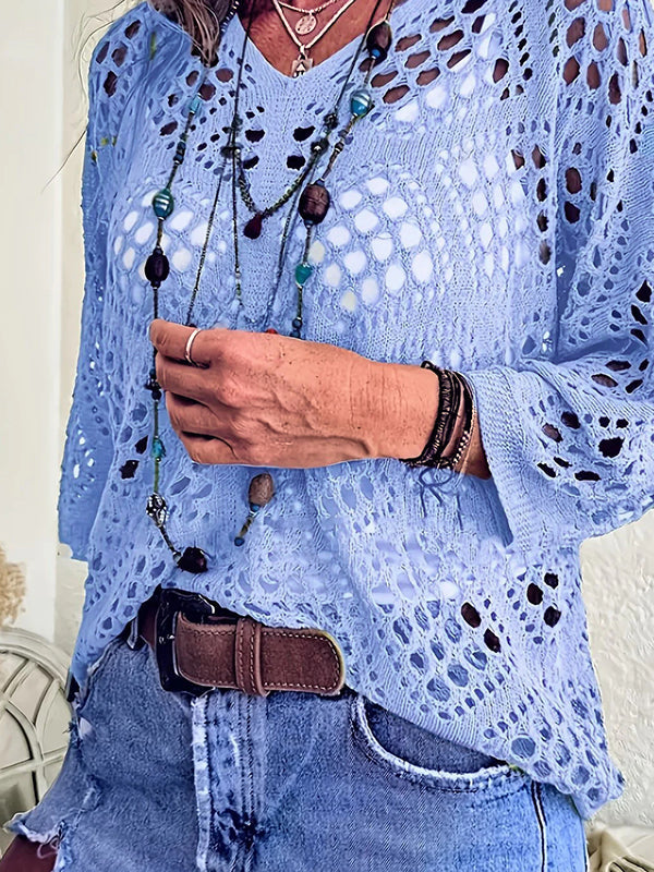 Women's Crochet Top with V-Neck