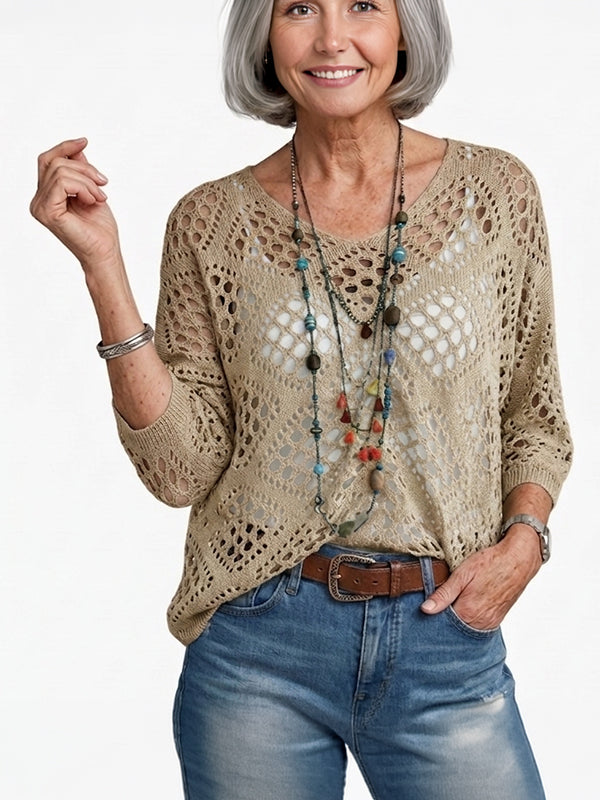 Women's Crochet Top with V-Neck