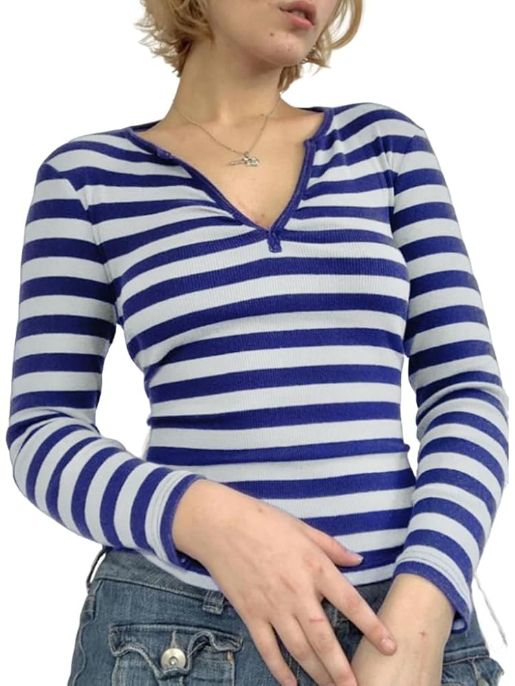 Y2K Paneled Fitted Henley Blouse