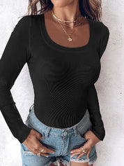 Square Neck Long Sleeve with Built-in Bra