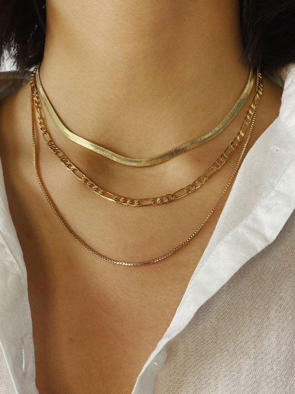3pcs Metal Link Chain Necklace