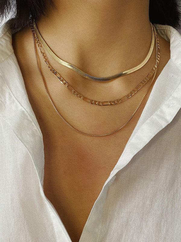 3pcs Metal Link Chain Necklace