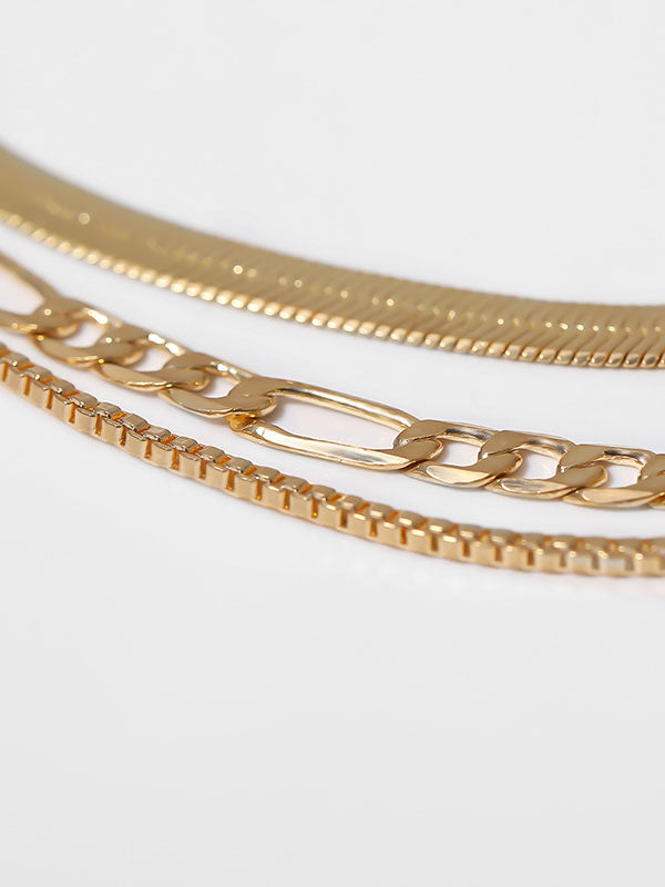 3pcs Metal Link Chain Necklace