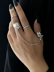 Heart Key Pendant Cuff Ring Set