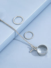 Heart Key Pendant Cuff Ring Set