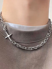 Men's Layered Geometric Link Chain Necklace