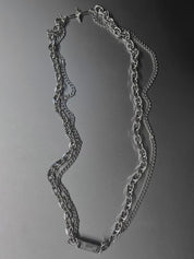 Men's Layered Geometric Link Chain Necklace