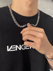 Men's Layered Geometric Link Chain Necklace