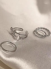 4pcs Butterfly Decor Simple Ring