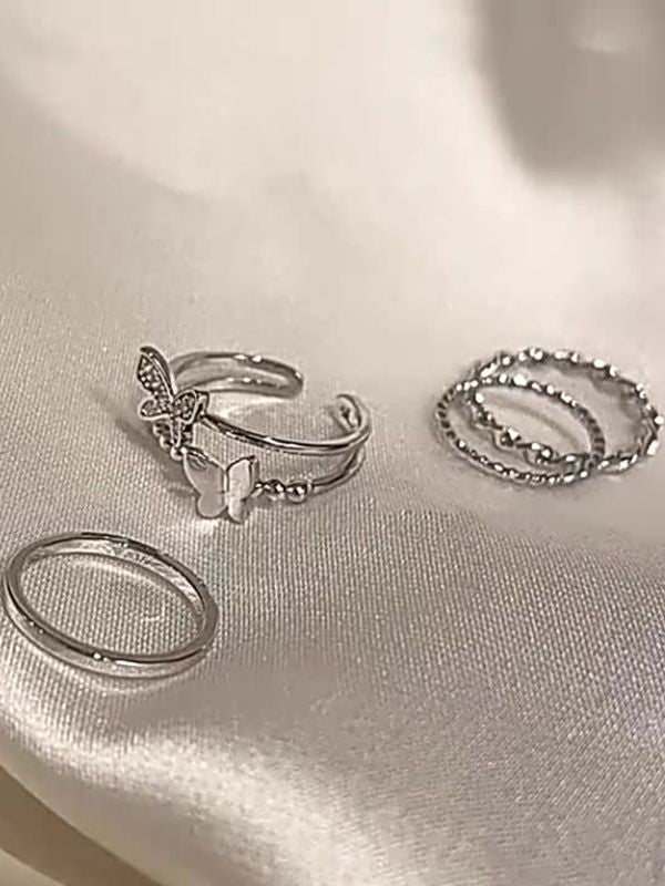 4pcs Butterfly Decor Simple Ring