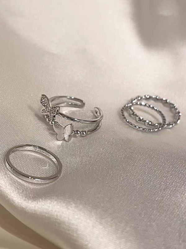 4pcs Butterfly Decor Simple Ring